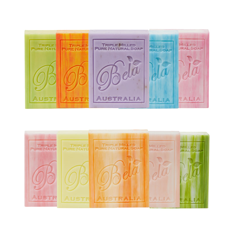 Bela Pure Natural Soap, 10 Pack Sampler, 3.3 Oz. Bars | Collection 1
