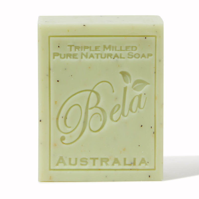 Bela Pure Natural Soap, Gardeners with Crushed Leaf, Bran & Oats, 3.3 Oz. Bar