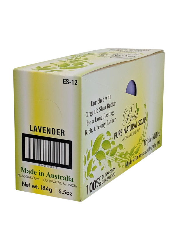 Bela Pure Natural Soap, Essential Lavender 6.5 Oz - 4 Pack